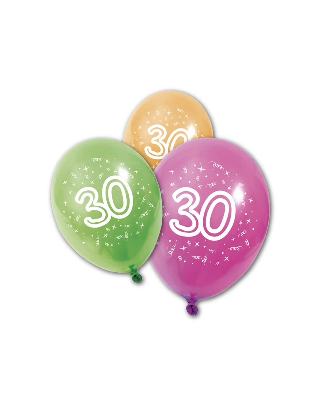 baloane din latex aniversare 30 ani multicolore cu imprimat alb