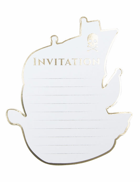 Vue de l'intérieur avec lignes d'écriture des cartes d'invitation bateau pirate
