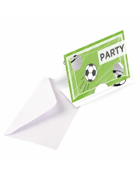 Cartoane de invitație Fotbal pentru copil verzi și albe cu plicuri
