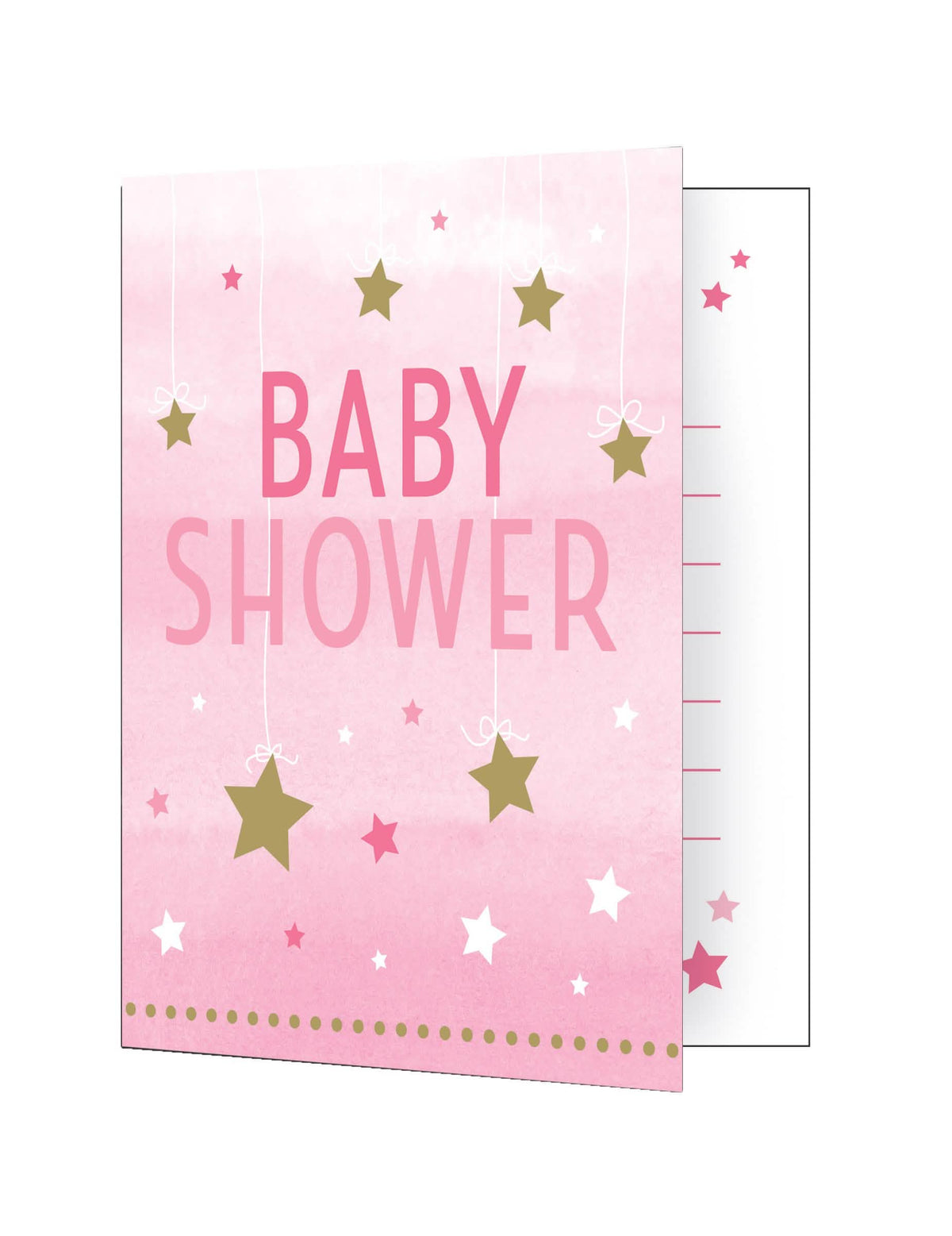 Cartoane de invitație One Little Star pentru baby shower roz cu stele aurii