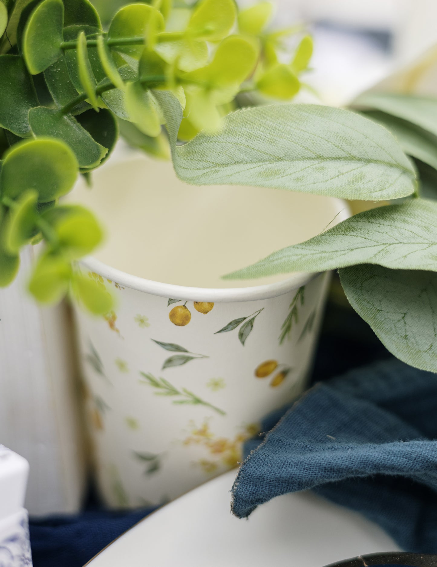 8 pahare de carton în formă de lămâie cu frunze, 255 ml, pentru o zi de naștere
