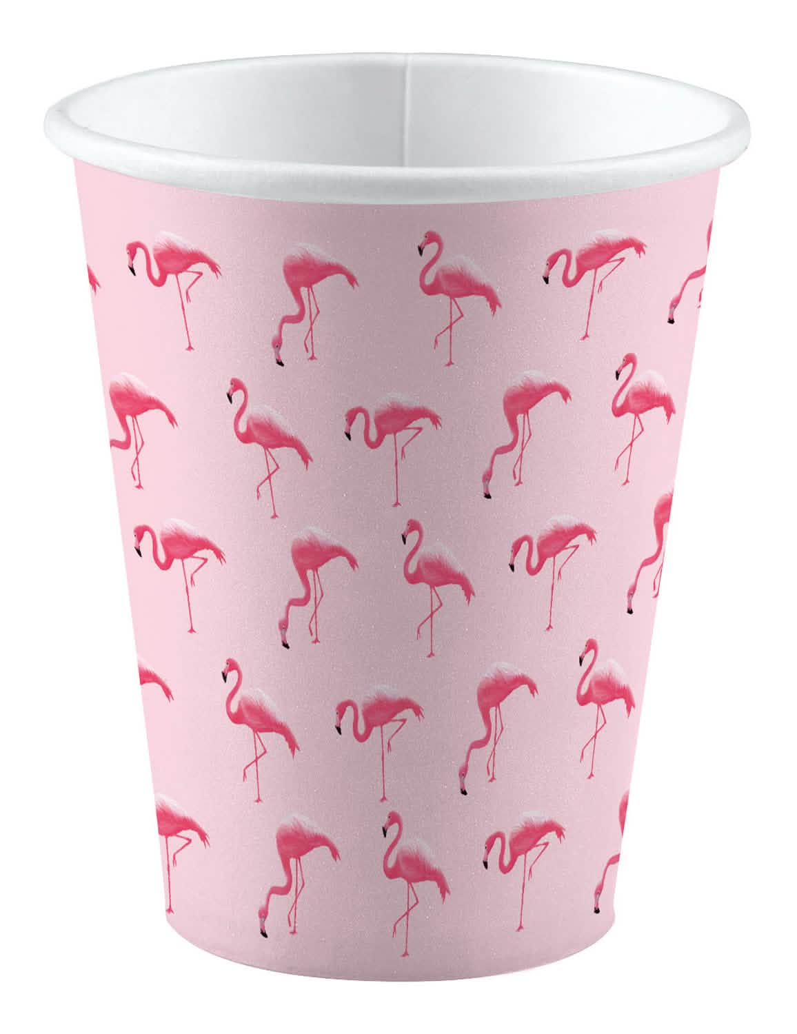 pahare din carton flamingo paradise temă hawaii roz cu motive de flamingo roz