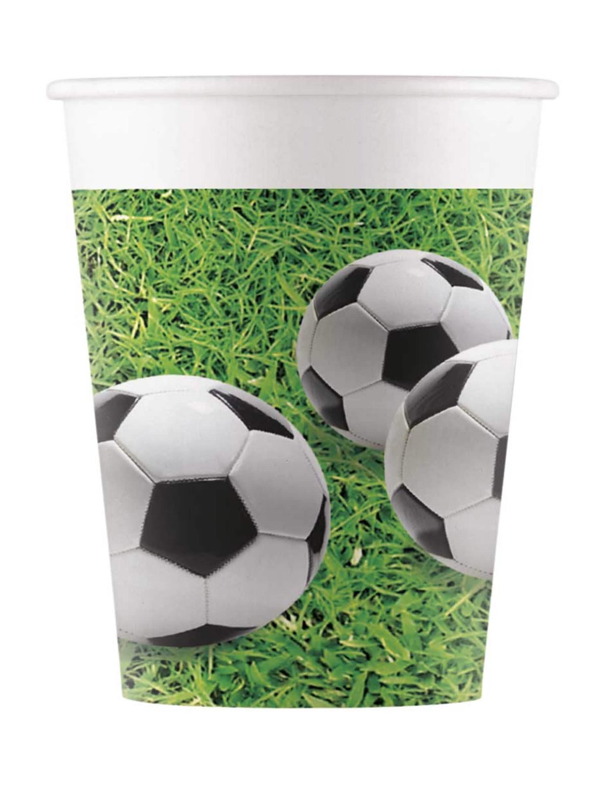 Pahare din carton fotbal party pentru copil alb și verde cu baloane