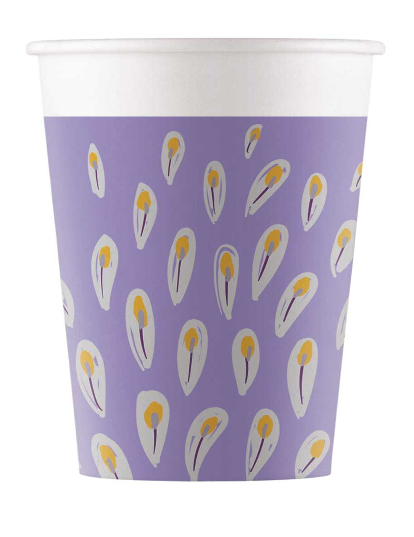 8 pahare din carton cu model metalic de păun, 200 ml, mov