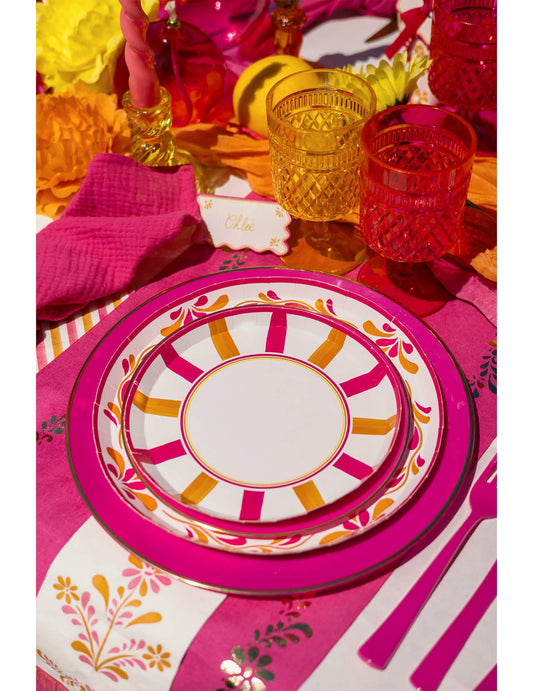 8 farfurioare mici din carton Pink Limonade 18 cm