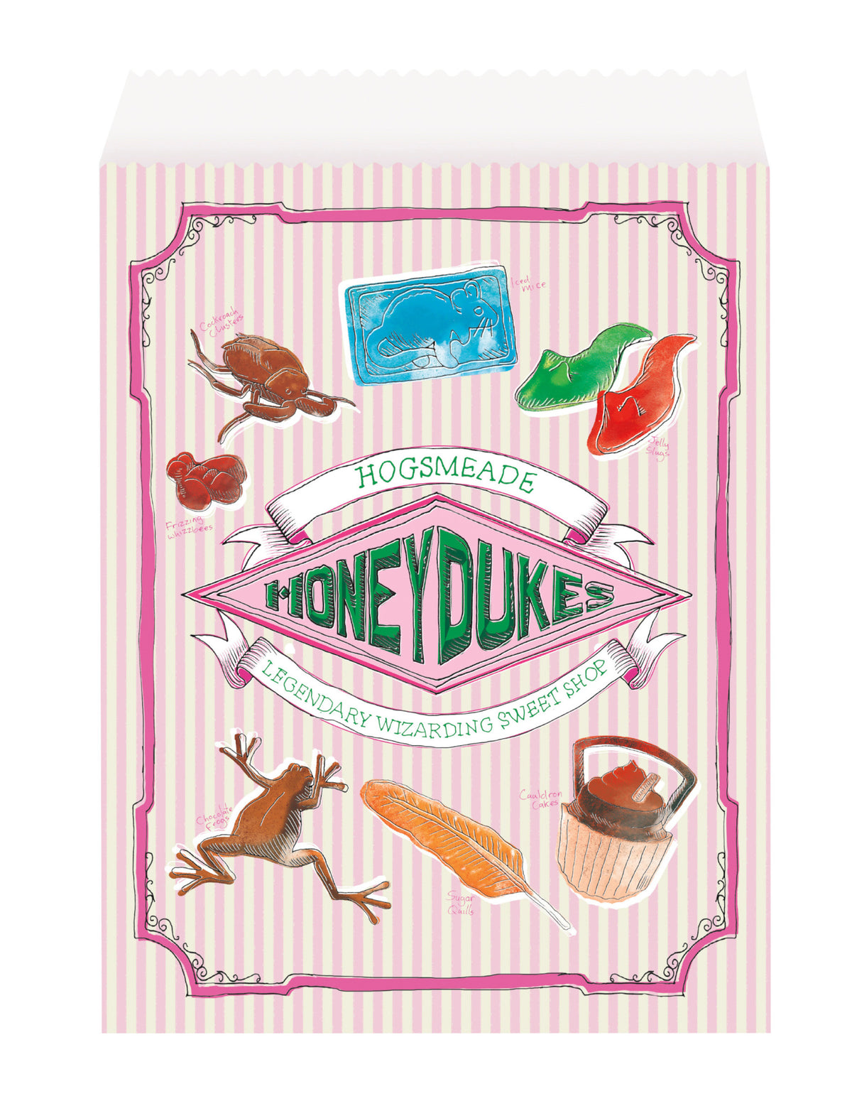 Sachets en papier Harry Potter pour enfant rose à rayures Honeydukes