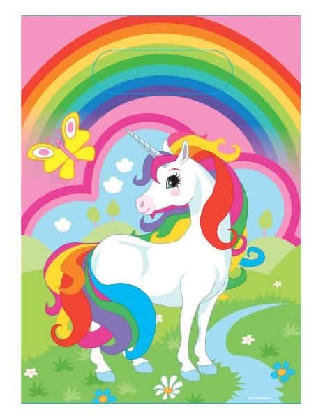 Pungi din plastic unicorni curcubeu pentru copil multicolore