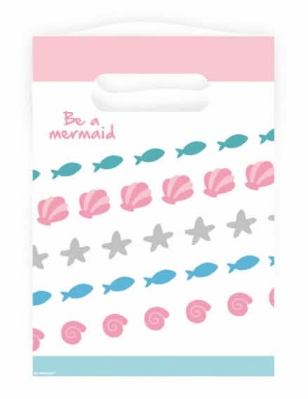 Sacs cadeau sirène pour enfant rose et bleu à motifs marins