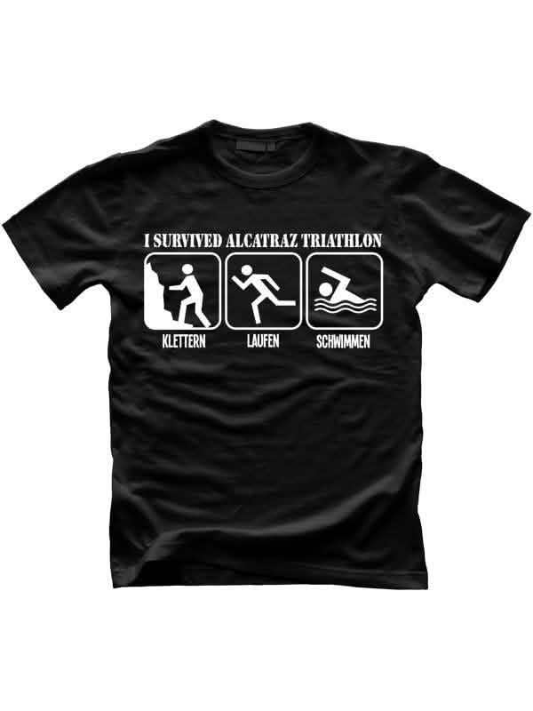 tricouri Alcatraz Prison Wear Triathlon pentru adult alb și negru