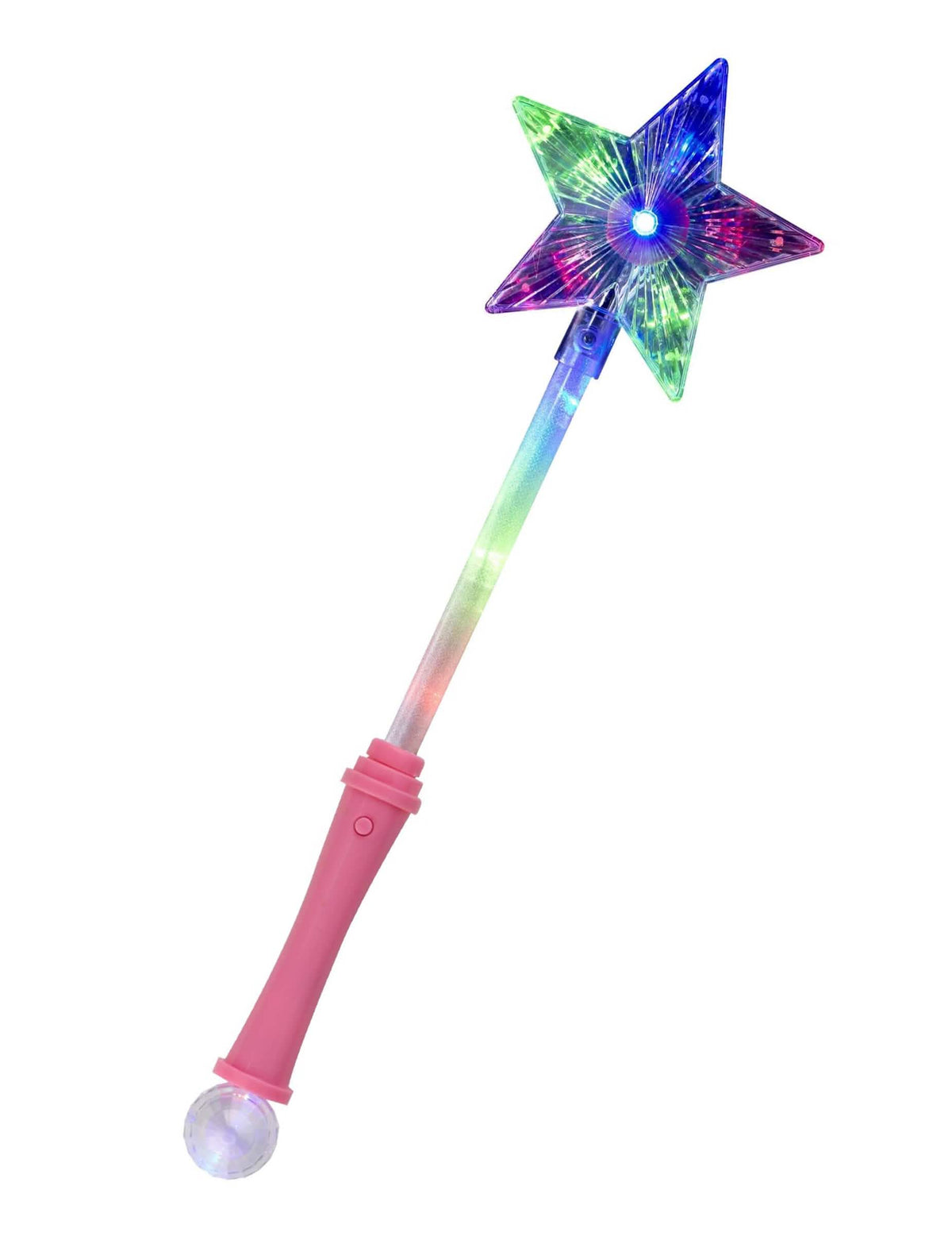 Baghetă magică stea luminoasă pentru copil multicolor cu mâner roz