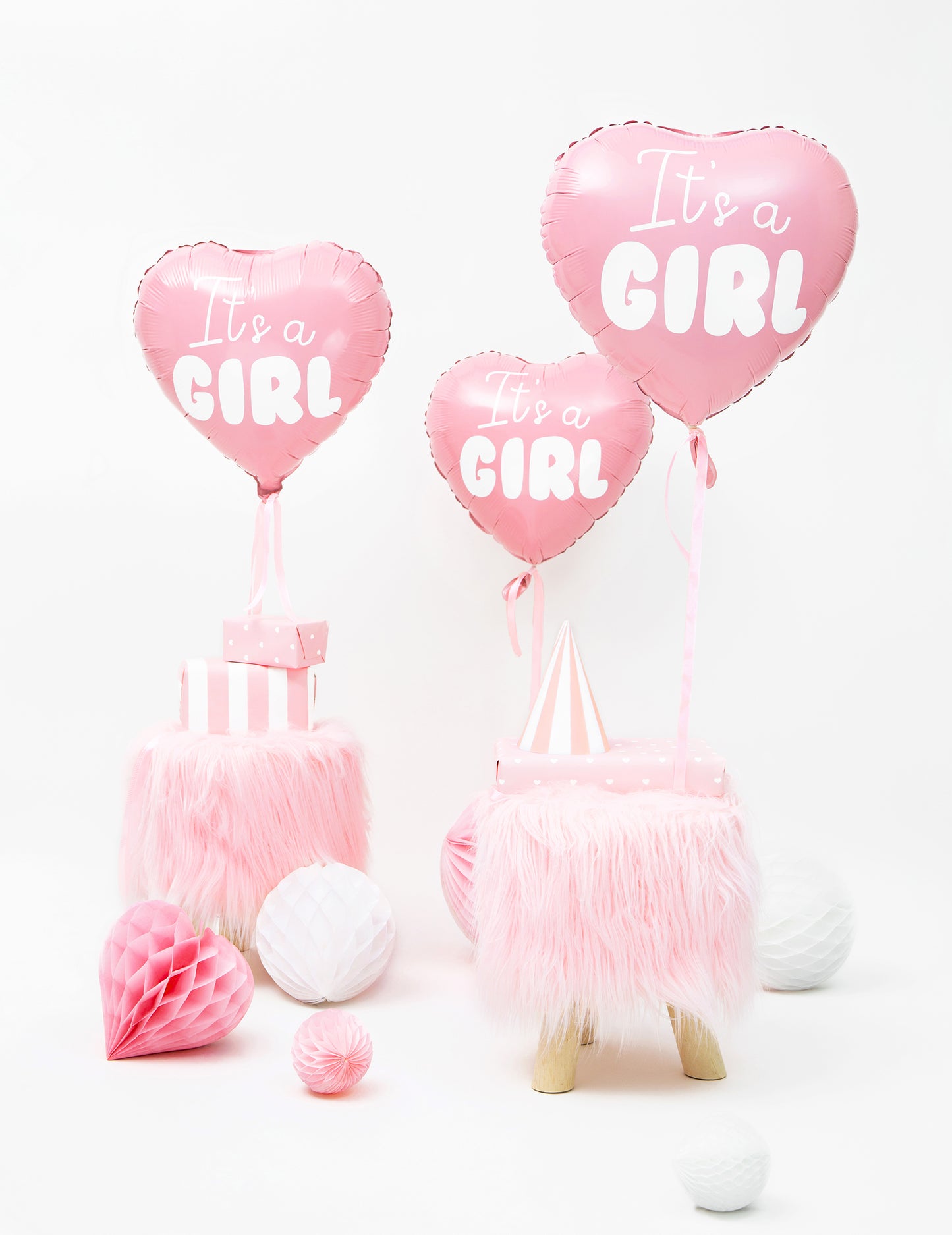 Balon folie roz cu inimă, e o fată 45 cm pentru petrecerea de baby shower