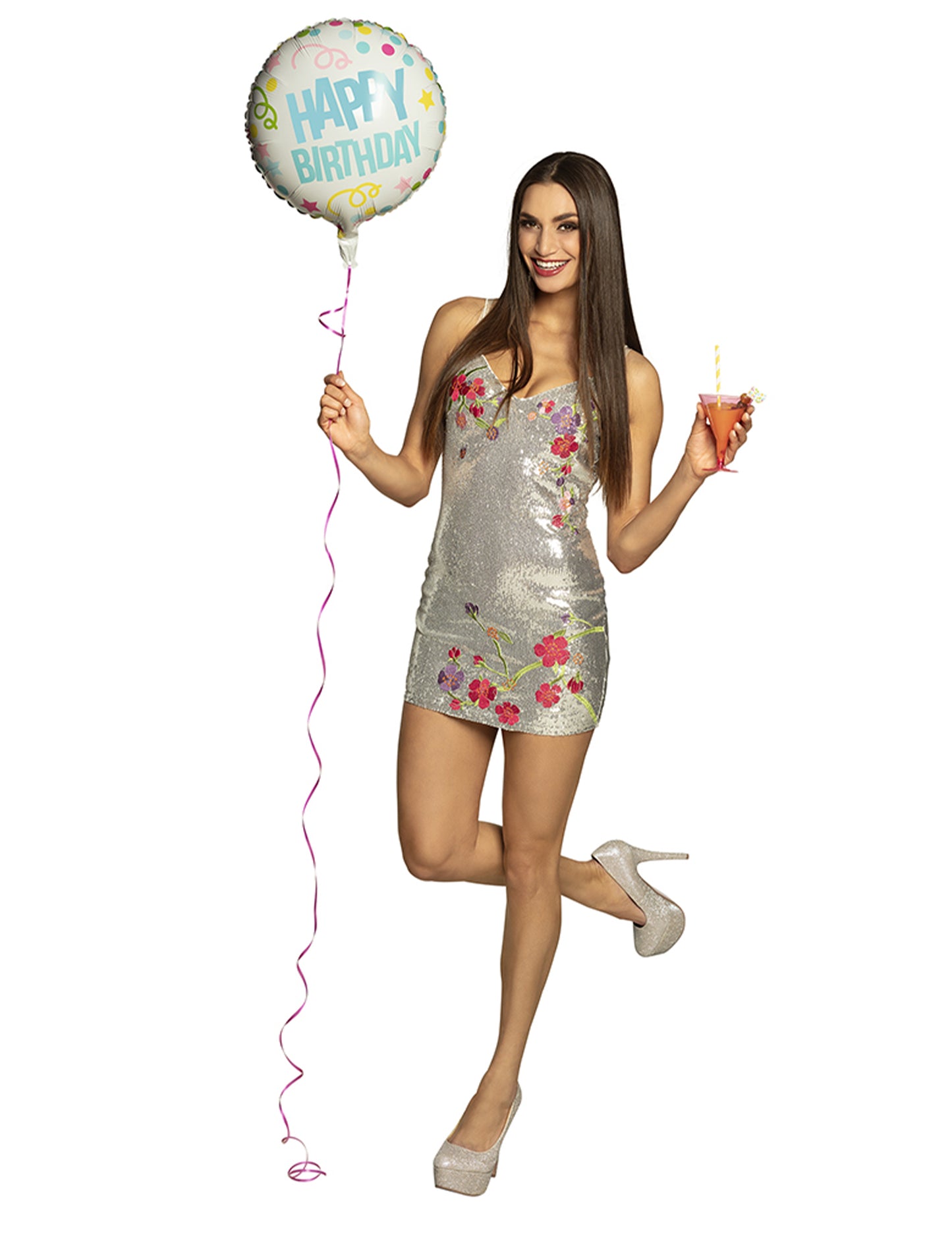 Confetti cu balon din aluminiu la mulți ani 45cm