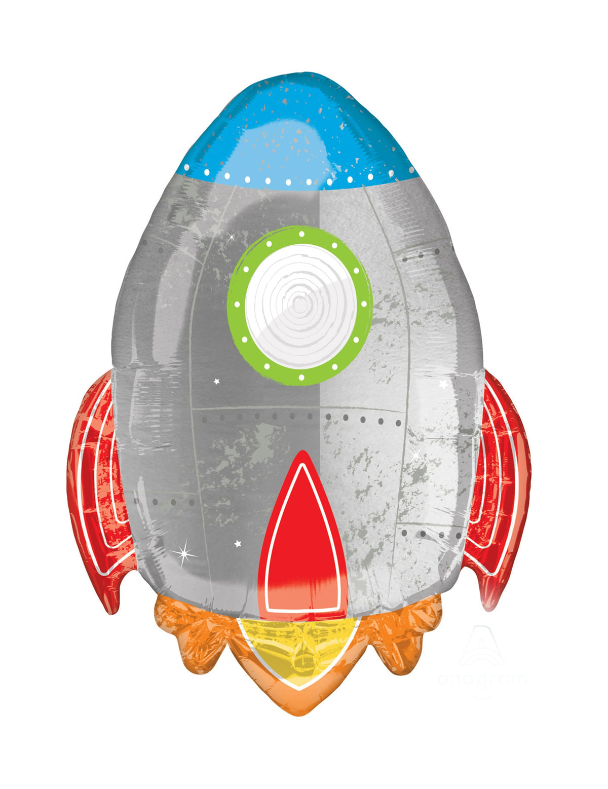 Balon din aluminiu rachetă călătorie în spațiu temă astronauți gri albastru și roșu