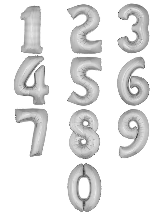 Ensemble des chiffres de 0 à 9 du ballon aluminium chiffre pour fête argenté