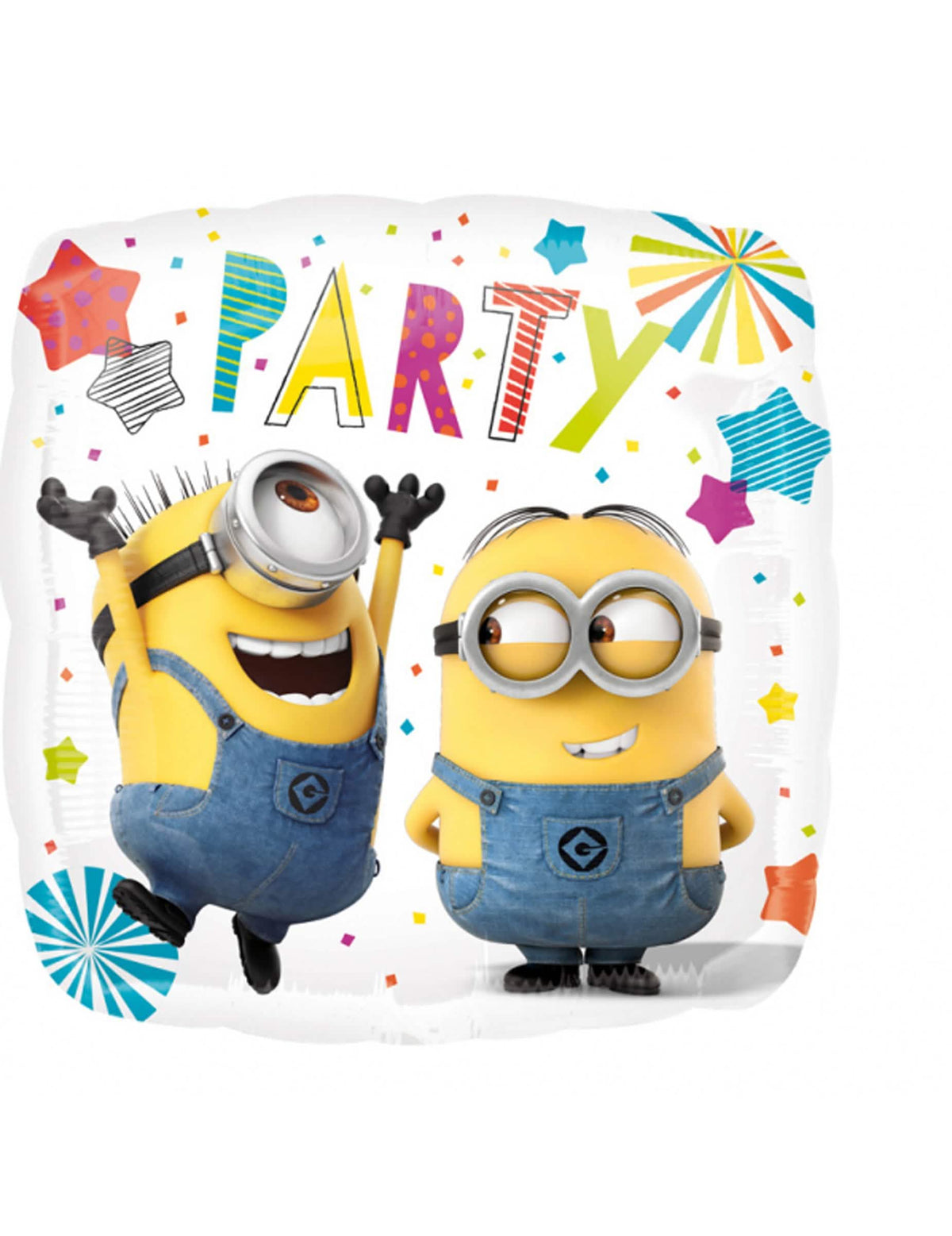 Balon din aluminiu Minioni Party pentru copil galben și albastru cu confetti