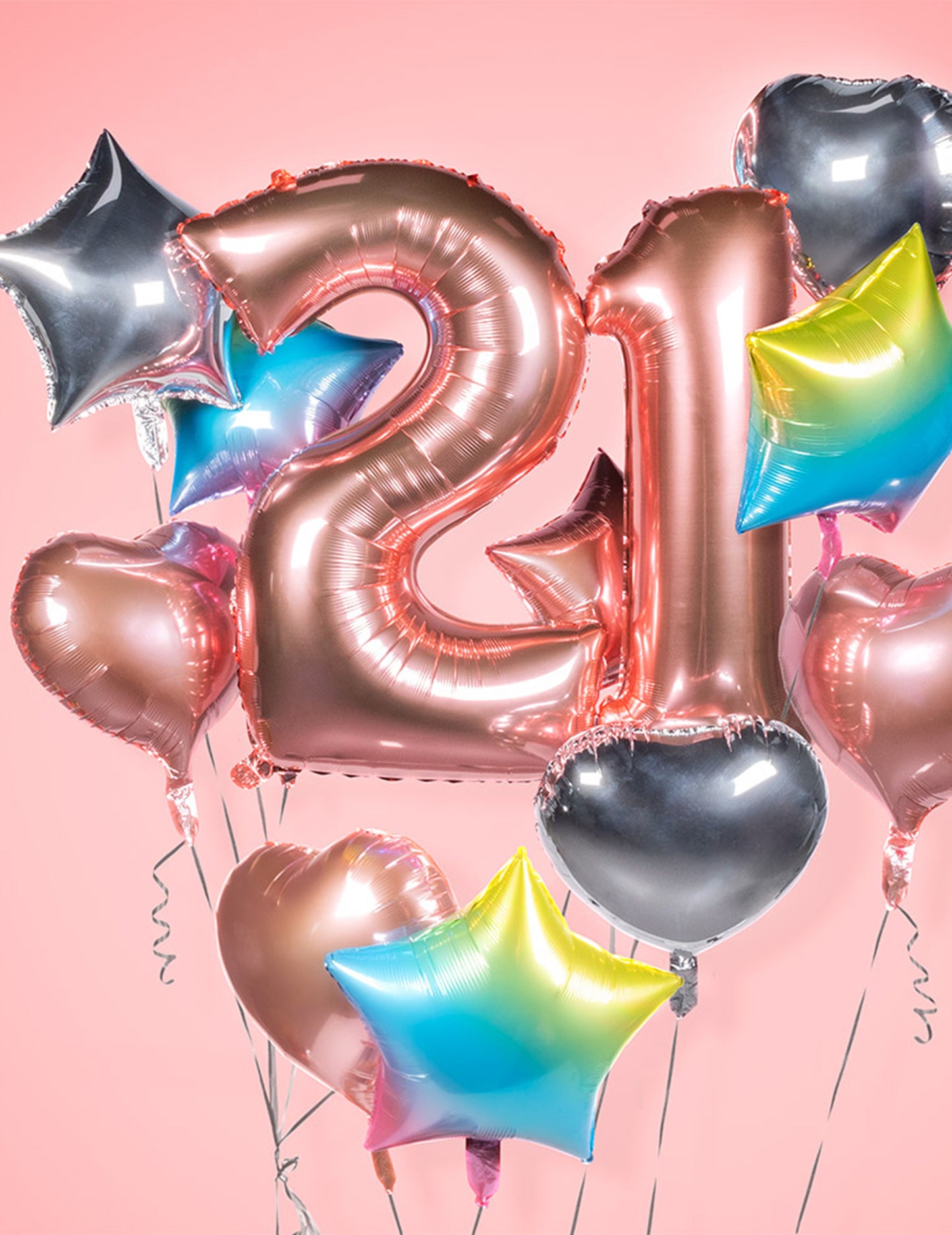 Bilă de aluminiu cu stele multicolore 45 cm