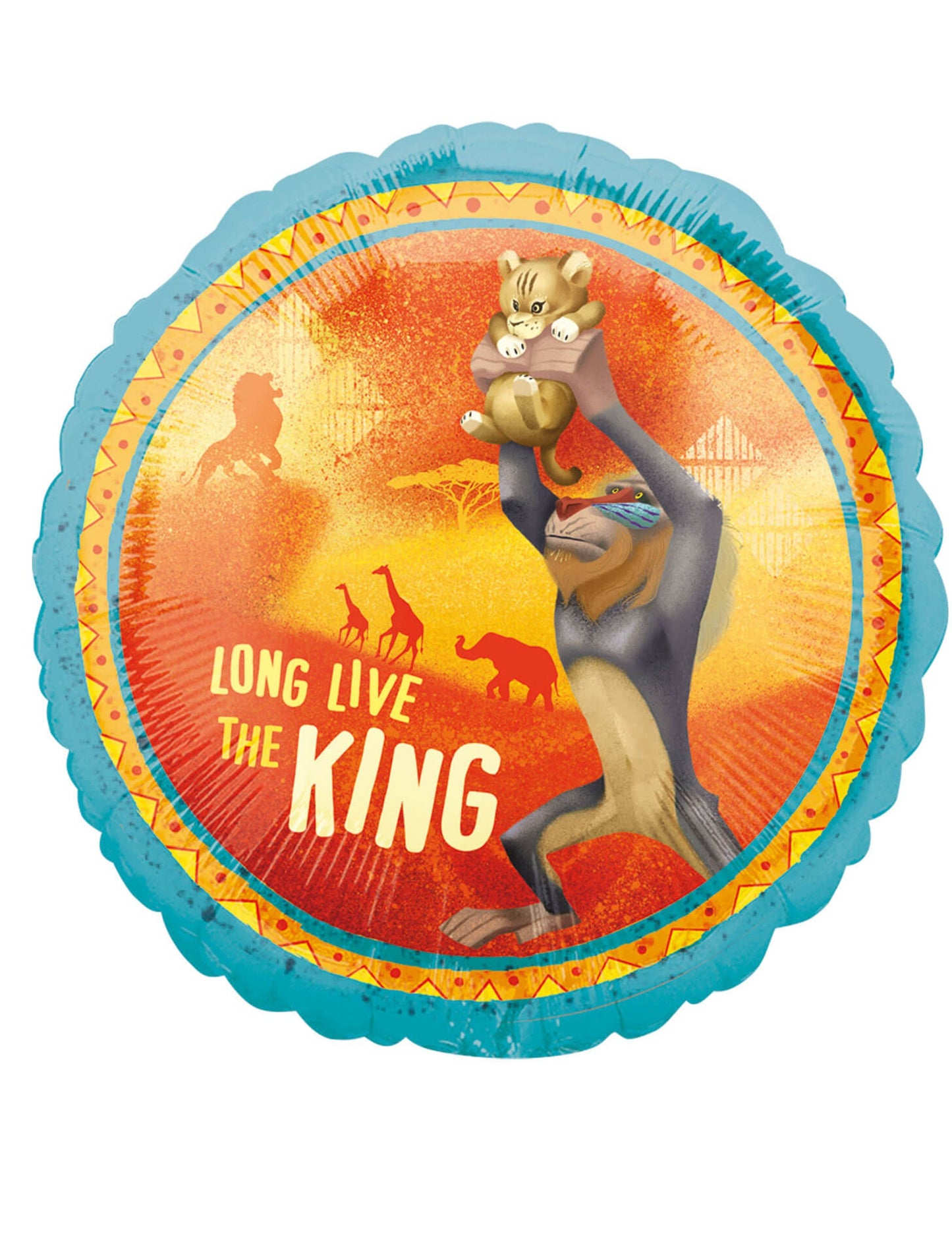 Autre face du ballon aluminium Le Roi Lion montrant Rafiki et bébé Simba