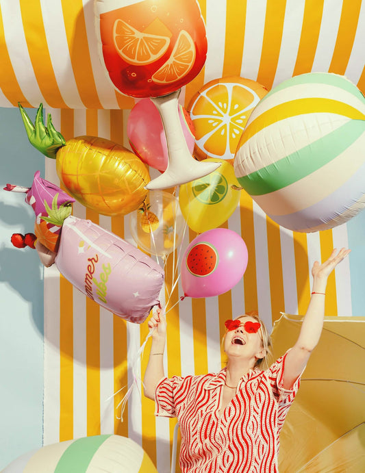 Balon din folie în formă de pahar de cocktail roz 47 x 79 cm
