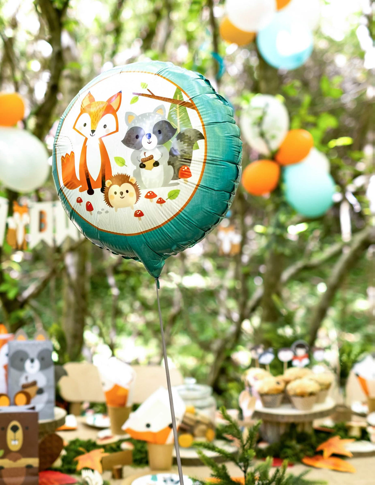 Decorațiune de petrecere rustică cu balon din aluminiu animale de pădure