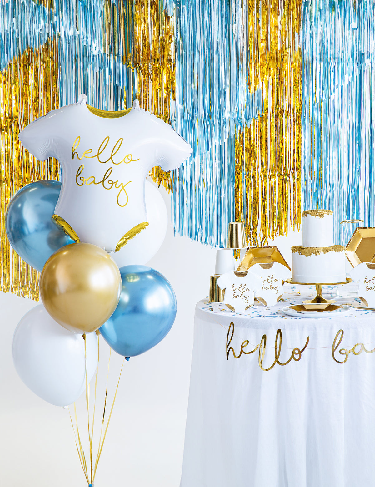 Decorațiune de petrecere din folie, body hello baby