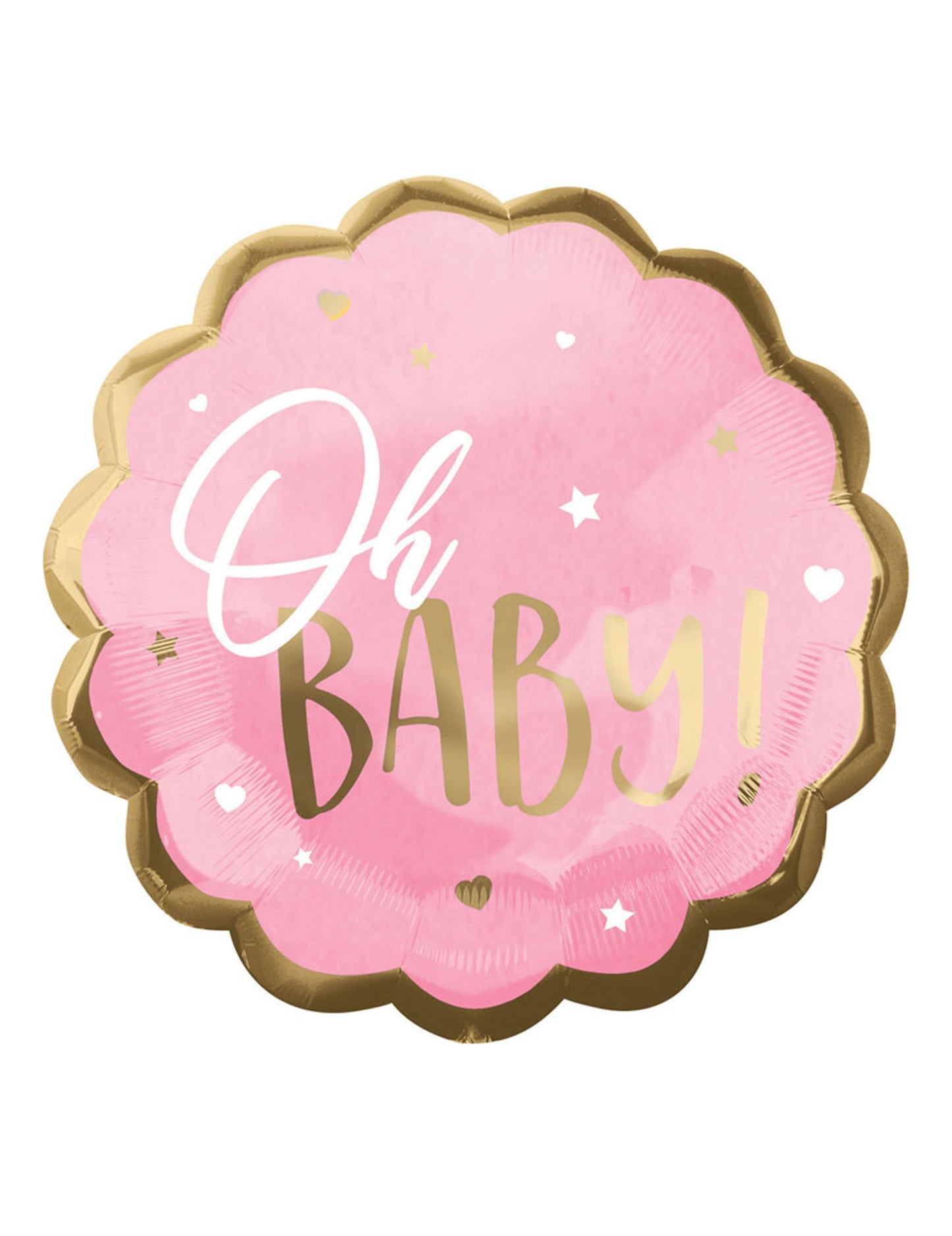 Balon folie roz și auriu, oh baby, 55 cm pentru petrecerea de baby shower