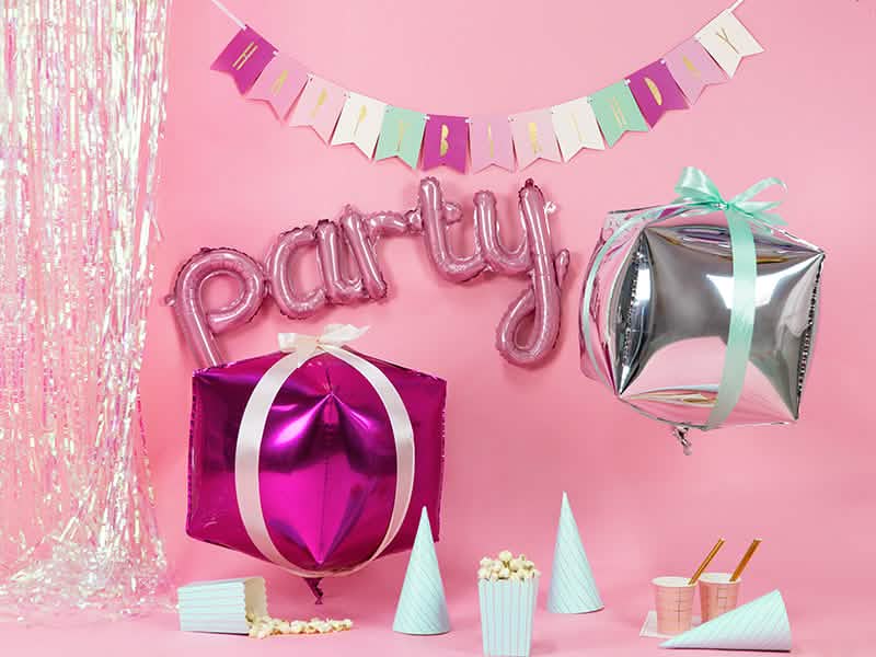 Decorare scenică a balonului din aluminiu party pentru petrecere roz de suspendat