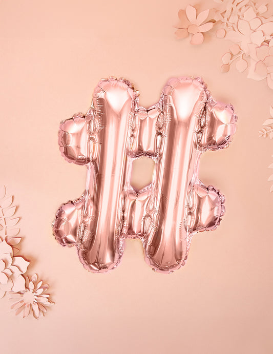 Mise en scène décorative du ballon en aluminium # rose gold