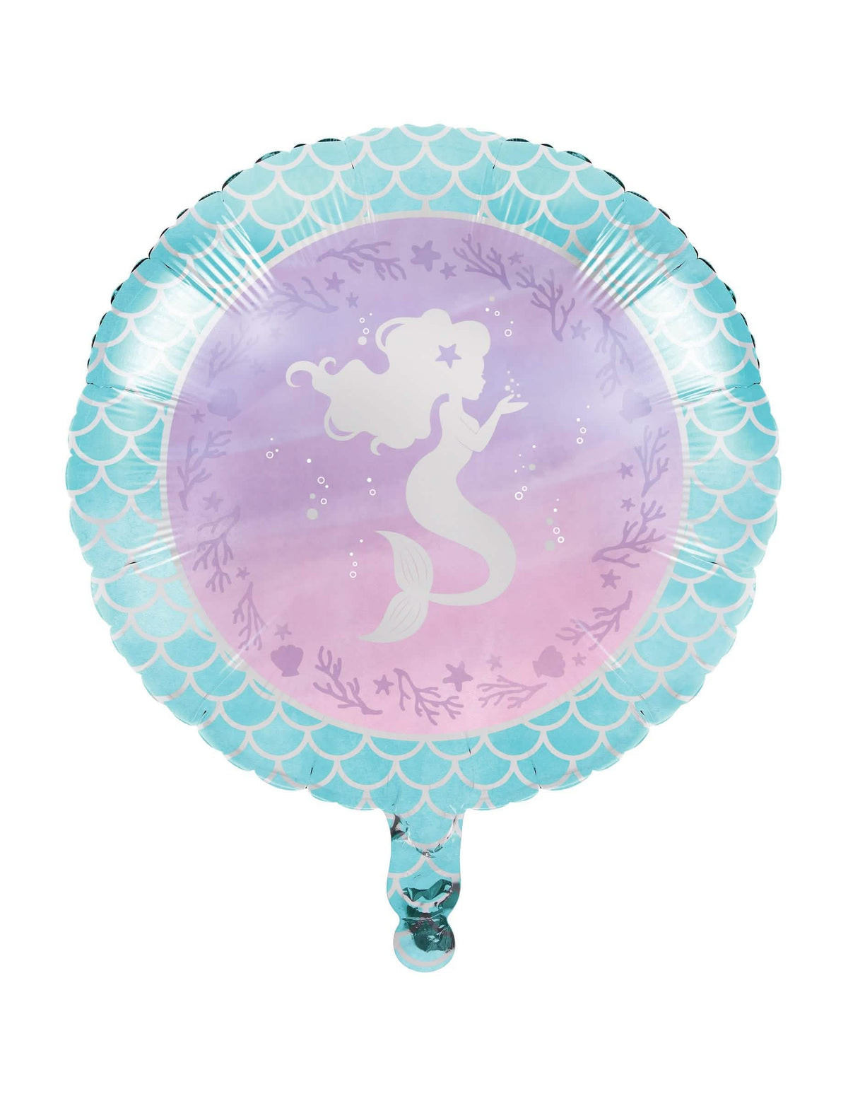 Balon din aluminiu sirene pentru aniversare albastru și roz iridescent