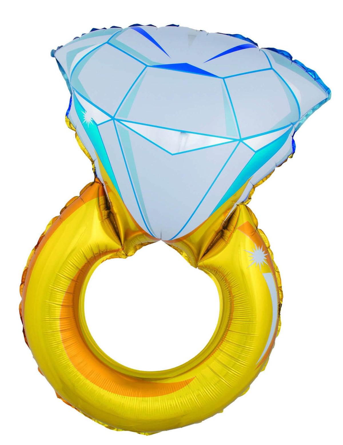 Balon inel cu diamant pentru petrecere auriu și albastru