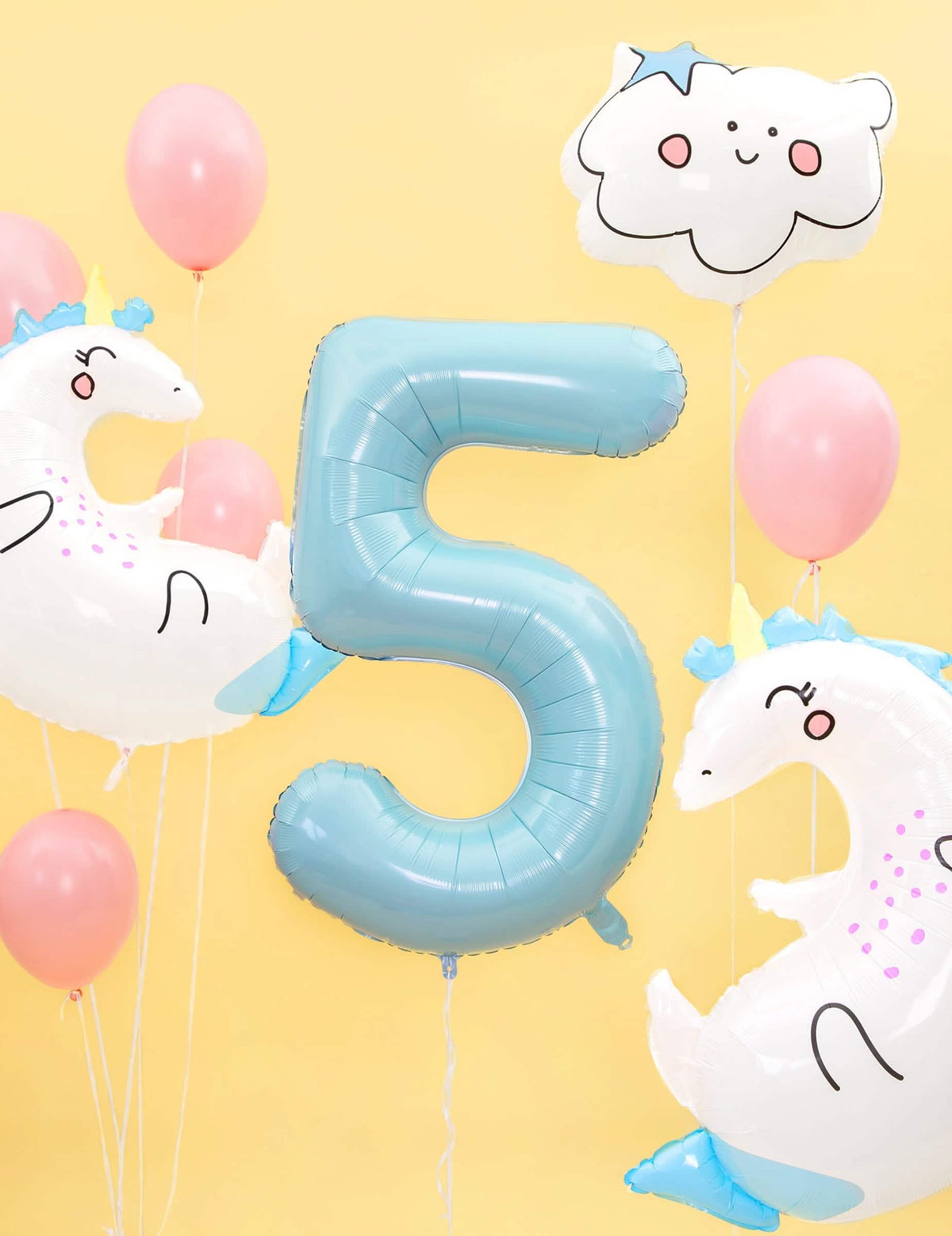 Cifra 5 a balonului uriaș cifră pentru petrecere albastru pastel