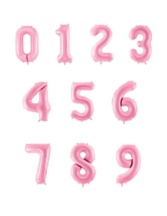 Set de cifre de la 0 la 9 al balonului uriaș cifra roz pastel