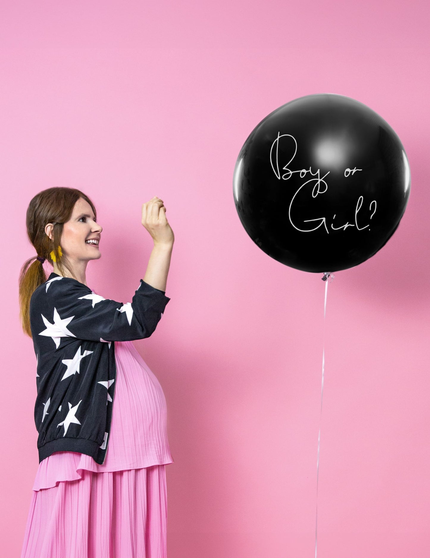 Giant Latex Ballon Boy sau Girl Confetti Pink 1 M