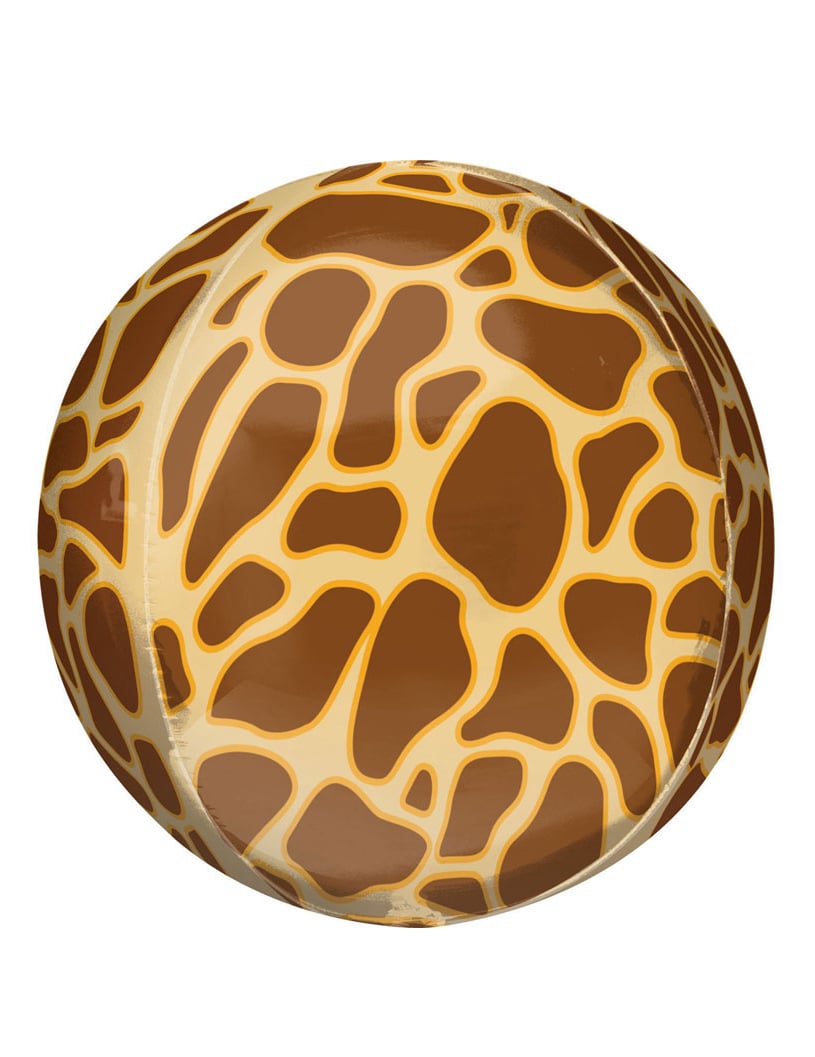 Ballon en aluminium safari imprimé girafe marron et jaune