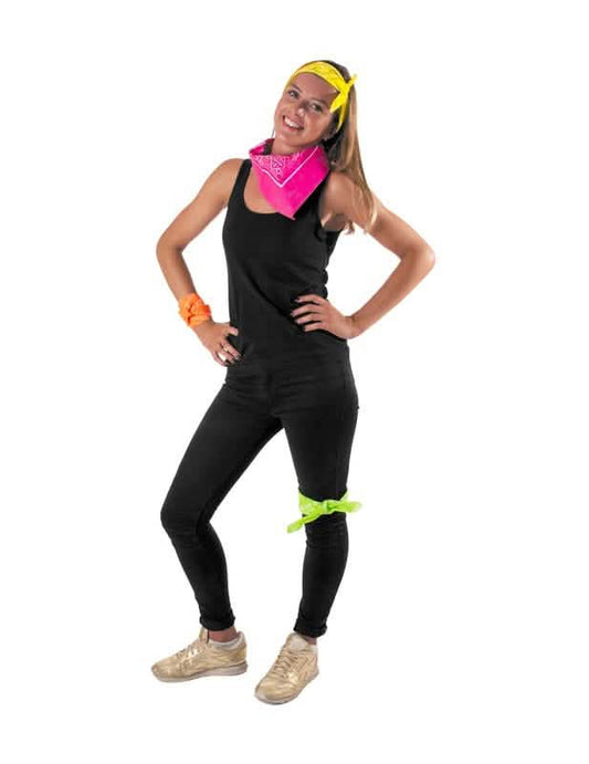 Mise en situation du bandana rose fluo pour adulte