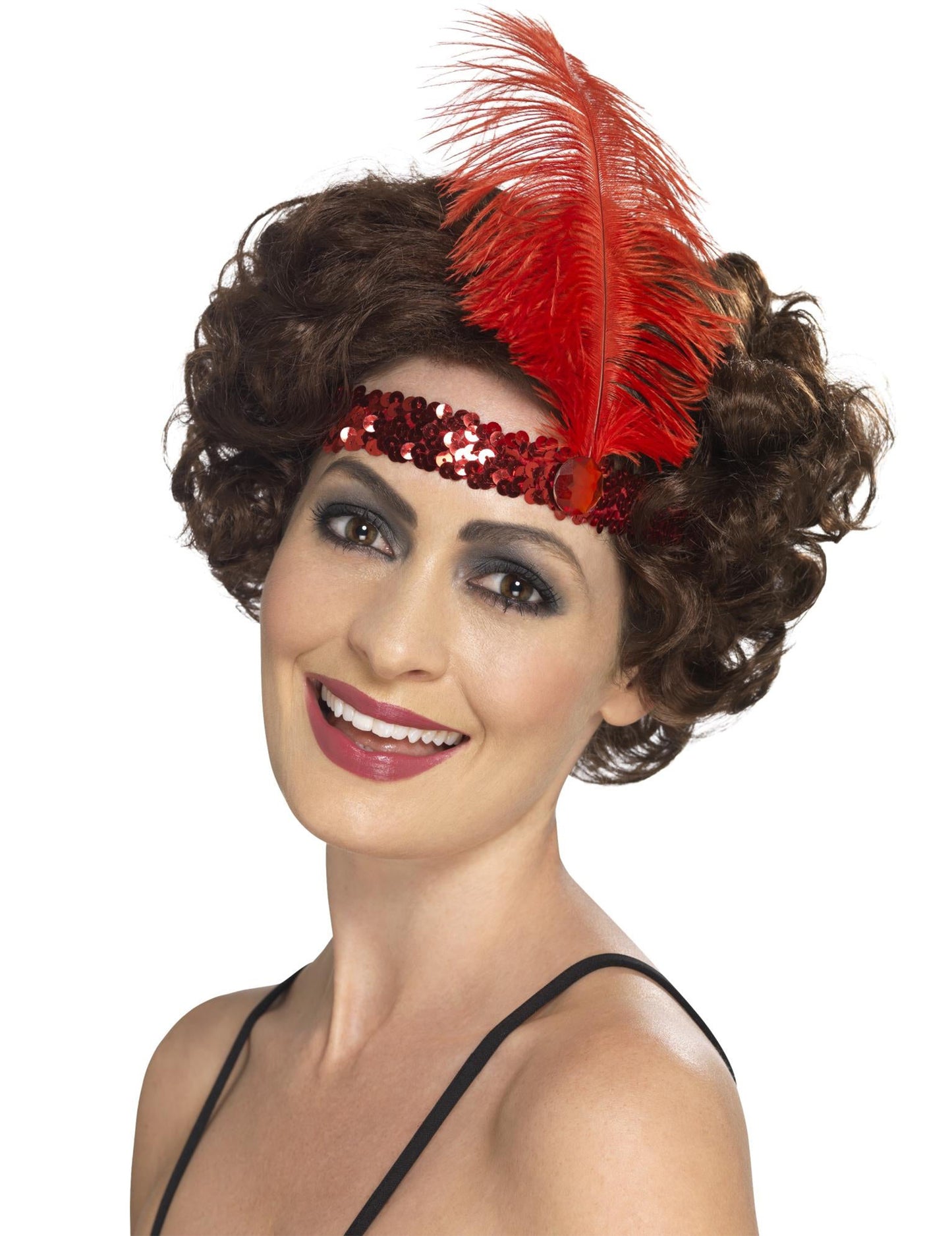 Charleston Banner cu paiete și pene roșii feminine