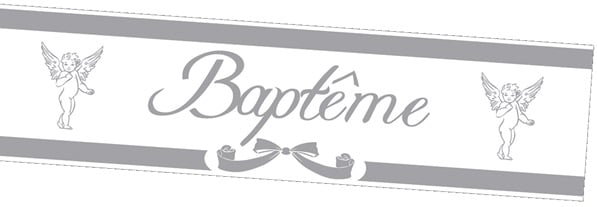 Banner botez argintie cu îngeri 2,44m