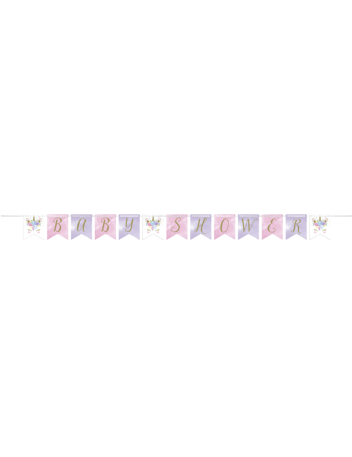Prezentare generală a bannerului cu fanioane cu unicornii fermecați pentru baby shower