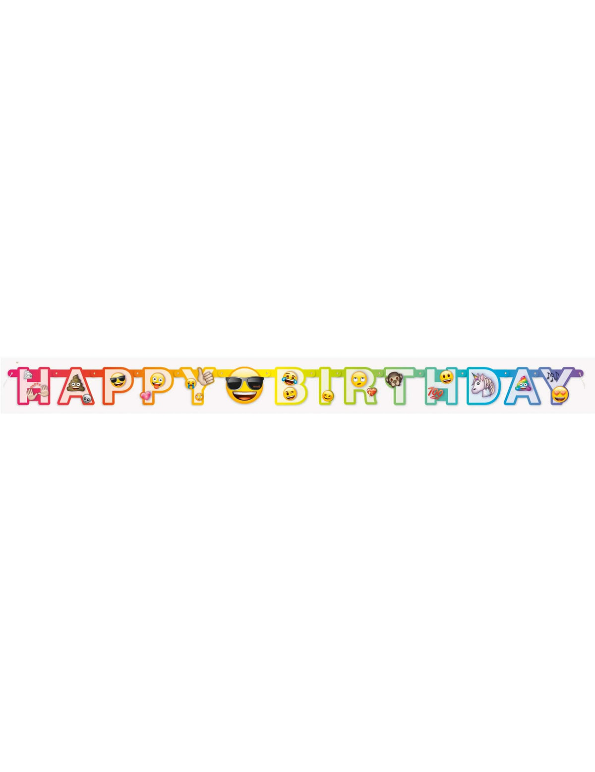 Vedere de ansamblu a bannerului din carton happy birthday Emoji Rainbow