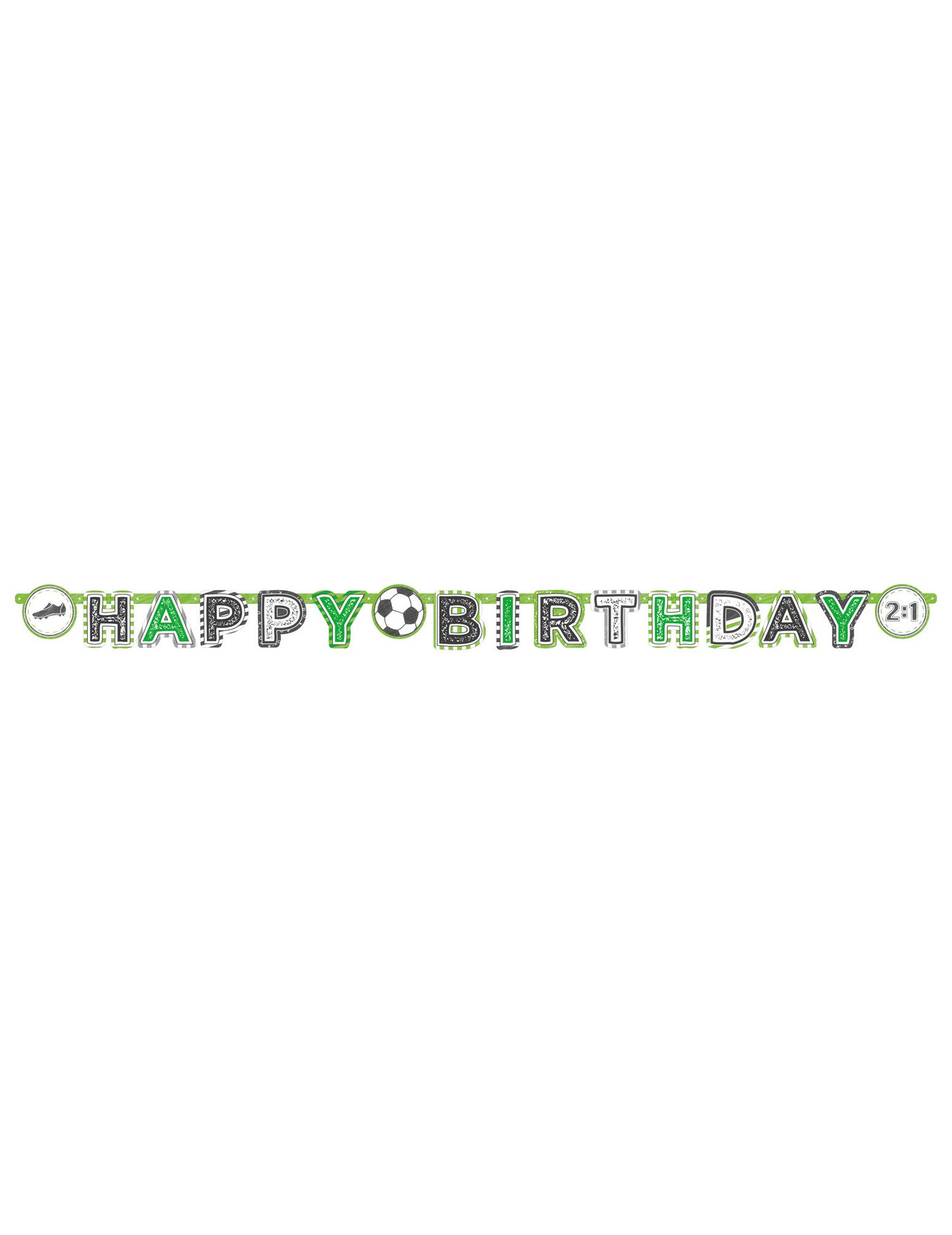 Vue d'ensemble de la bannière en papier Happy Birthday Football