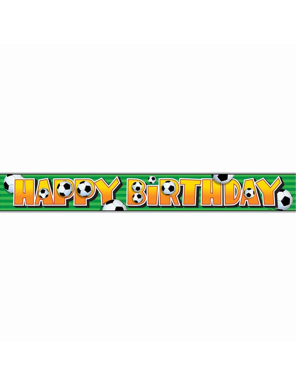 Banner fotbal happy birthday 3d pentru aniversare verde și portocaliu cu baloane de fotbal
