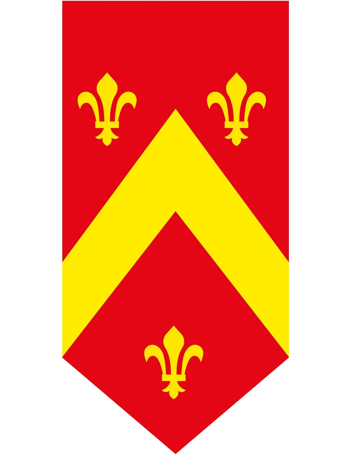Banner vertical medieval din hârtie roșu și galben cu flori de crin
