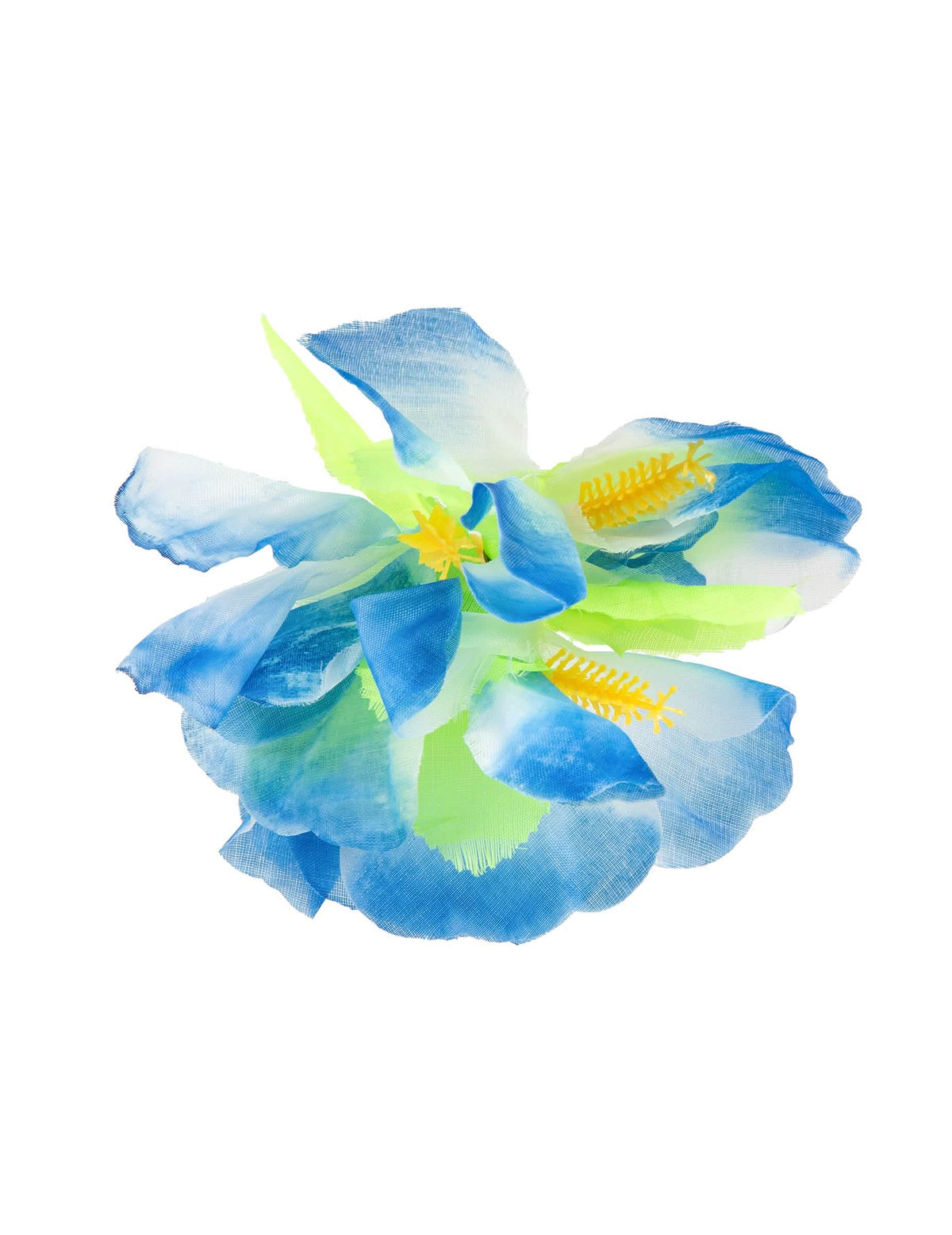 Detaliu al petalelor agrafei cu floare hawaii pentru femeie