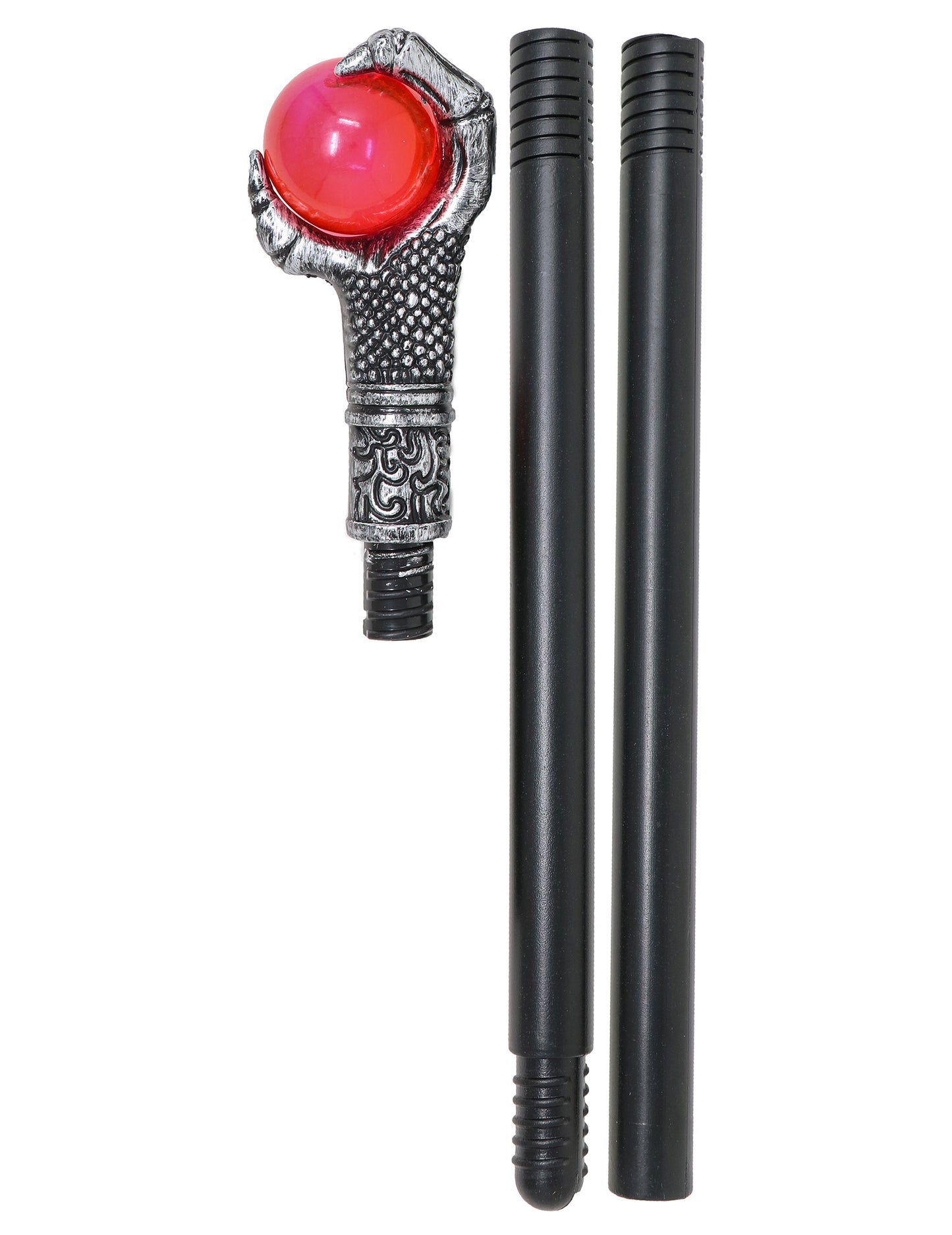 Bâton de sorcier à griffes et orbe rouge 78 cm