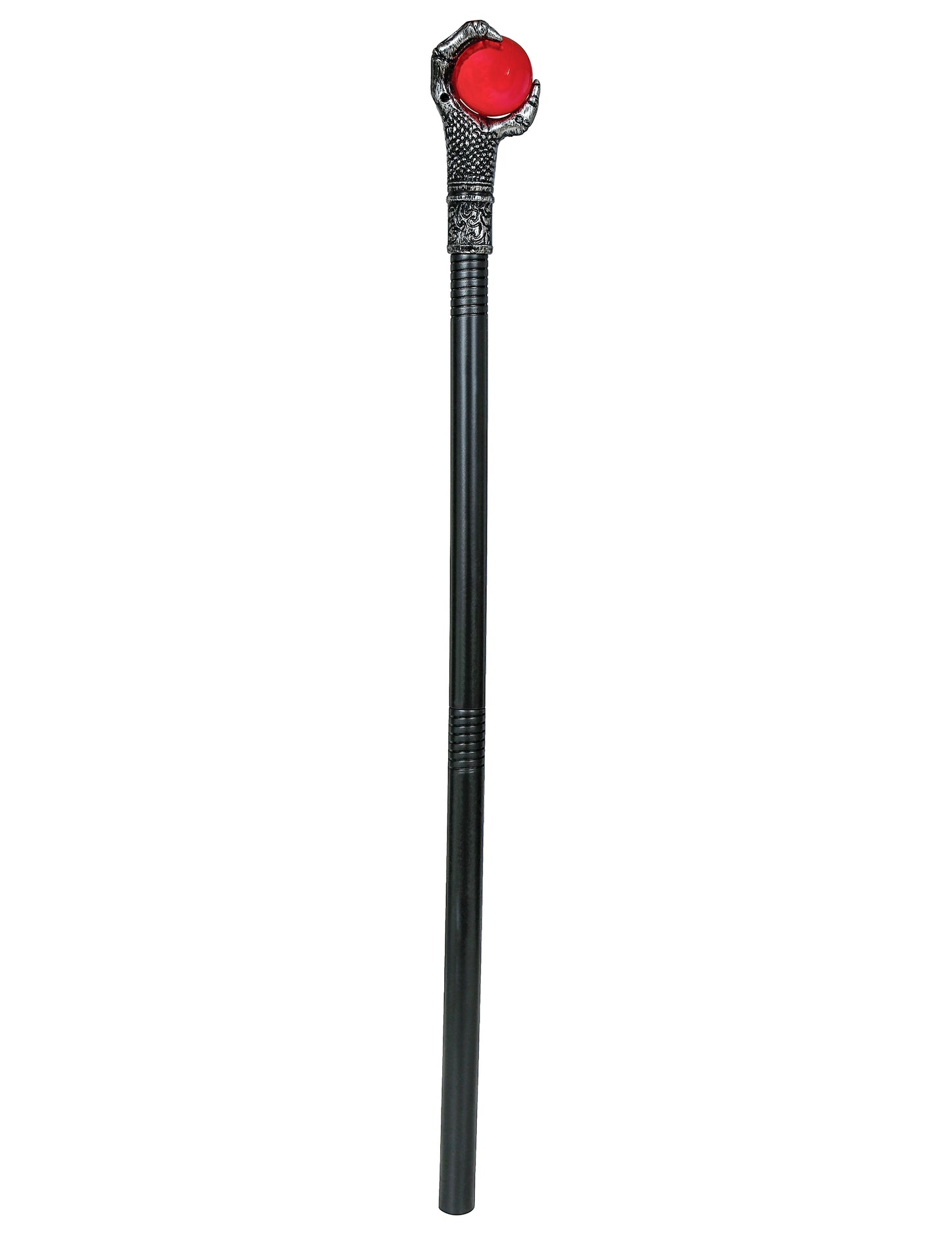 Bâton de sorcier à griffes et orbe rouge 78 cm