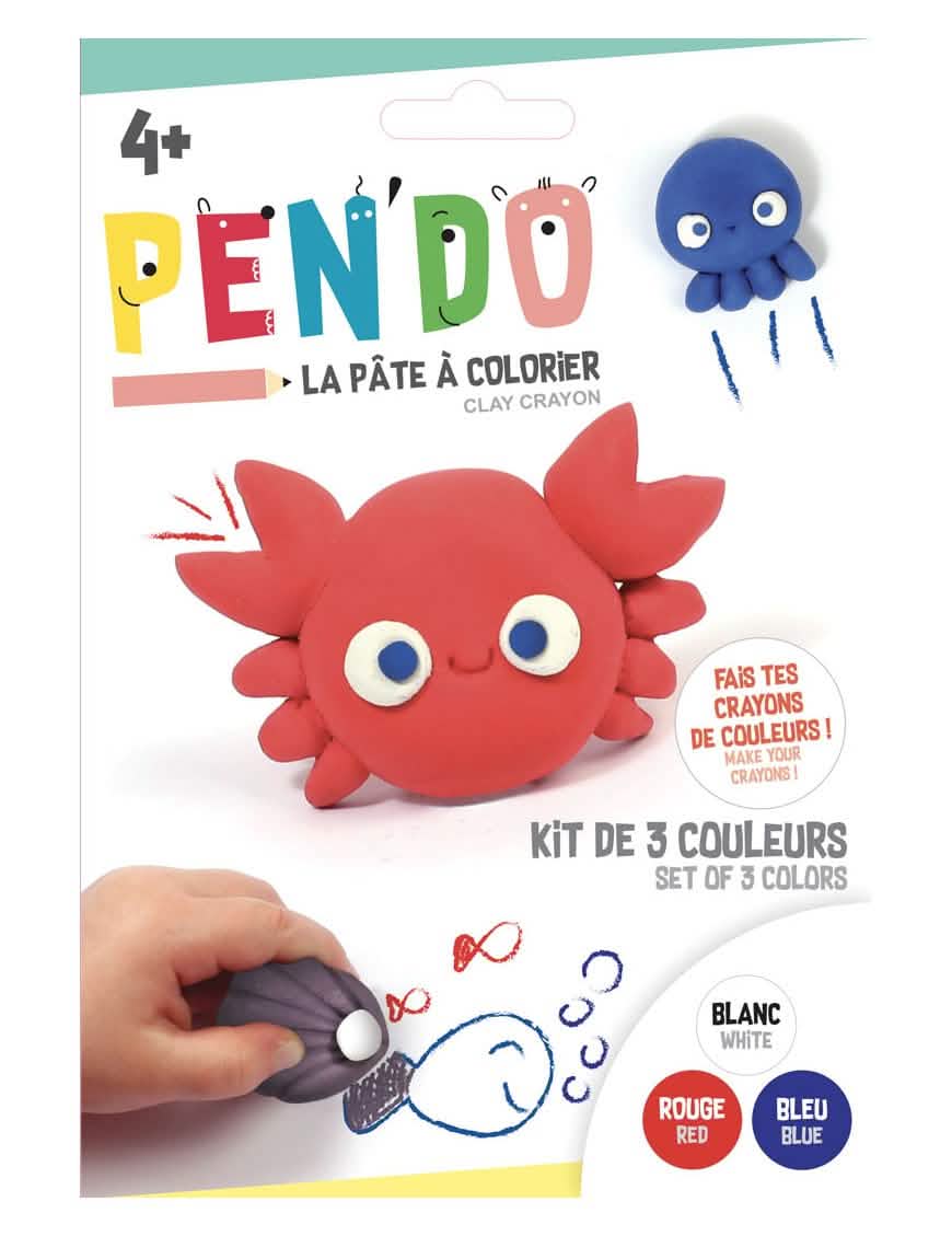 Set de modelare creioane Pen'do acvatic pentru copil alb roșu albastru