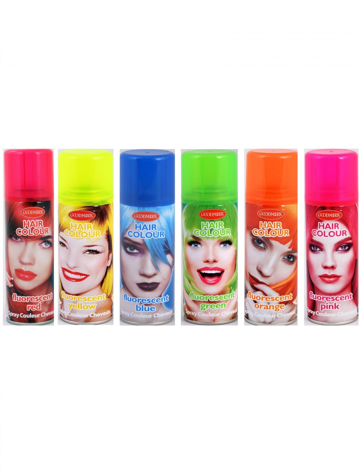Bombe couleur fluo pour cheveux multicolore