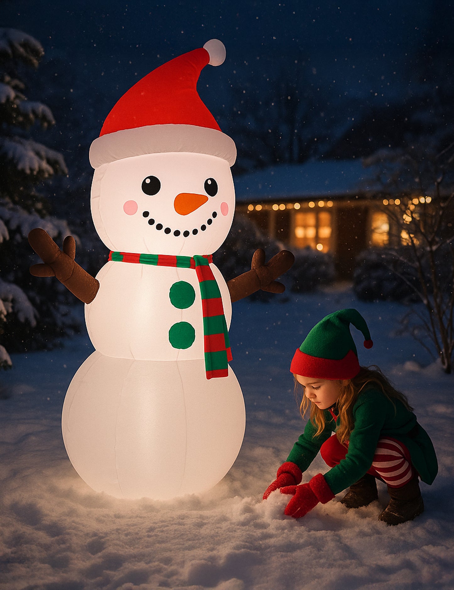 Bonhomme de neige gonflable lumineux 120 cm