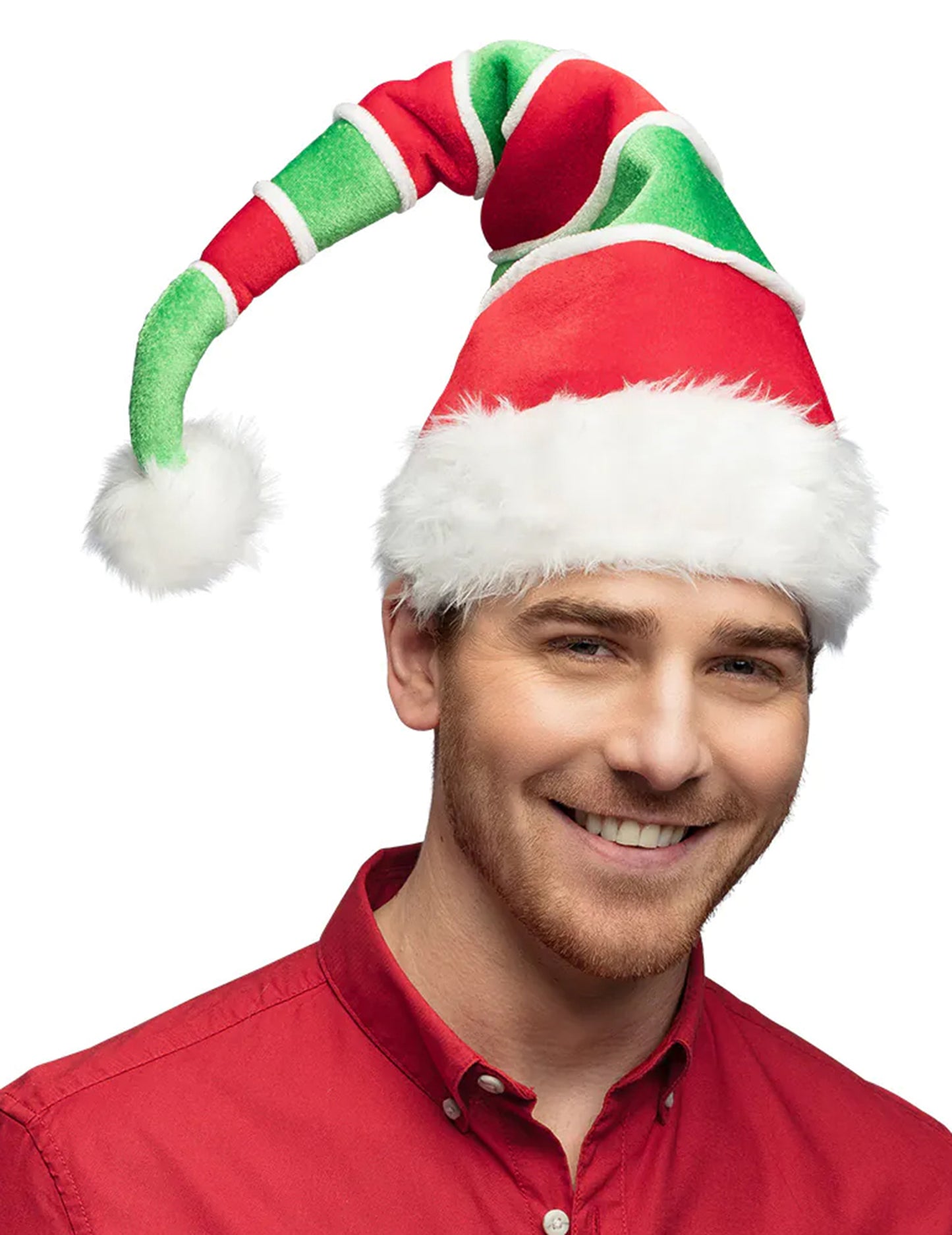 Bonnet de Noël rayé rouge et vert adulte