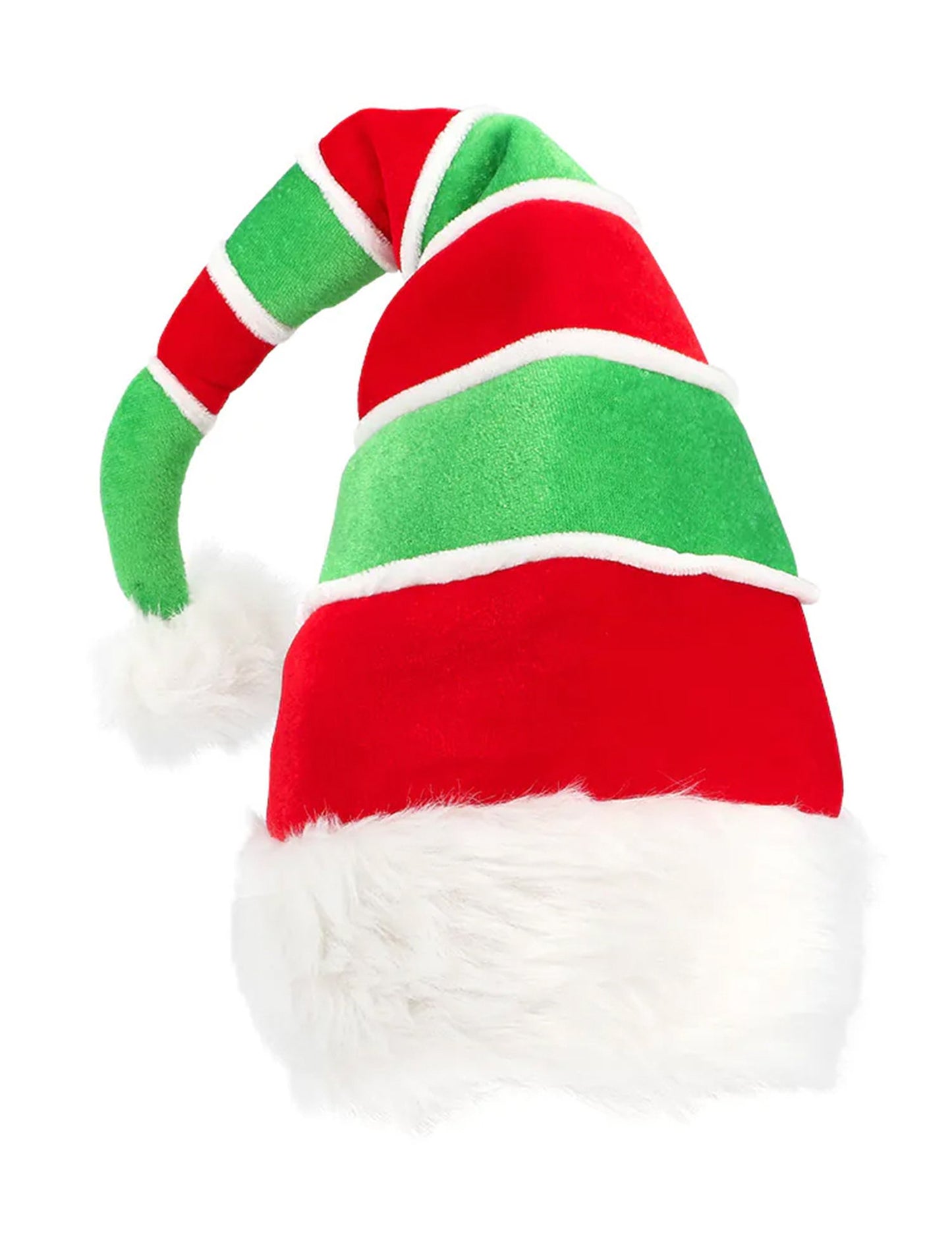 Bonnet de Noël rayé rouge et vert adulte