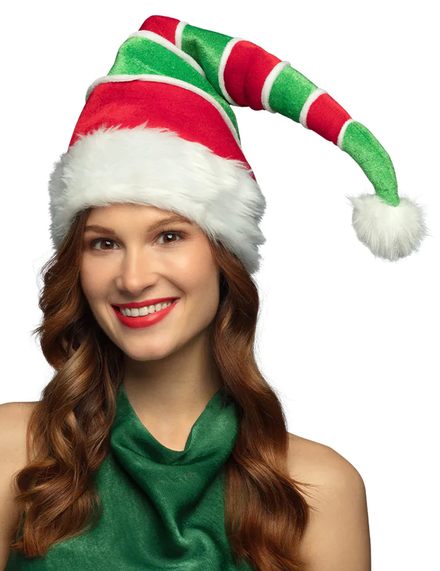 Bonnet de Noël rayé rouge et vert adulte